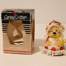 Vintage Jasco Caring Critter Chimers Bell Mother Bear & Sleeping Cub Ornament