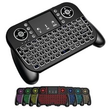 Mini Wireless Keyboard with Touchpad, Bluetooth 2.4GHz RF Remote Control, 7...