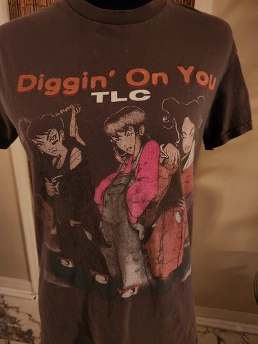 Vintage TLC Concert Dark Gray T-Shirt 90s Rap Tee size small 1990s vintage concert t-shirt, vintage, size S, single stitch, B+ condition