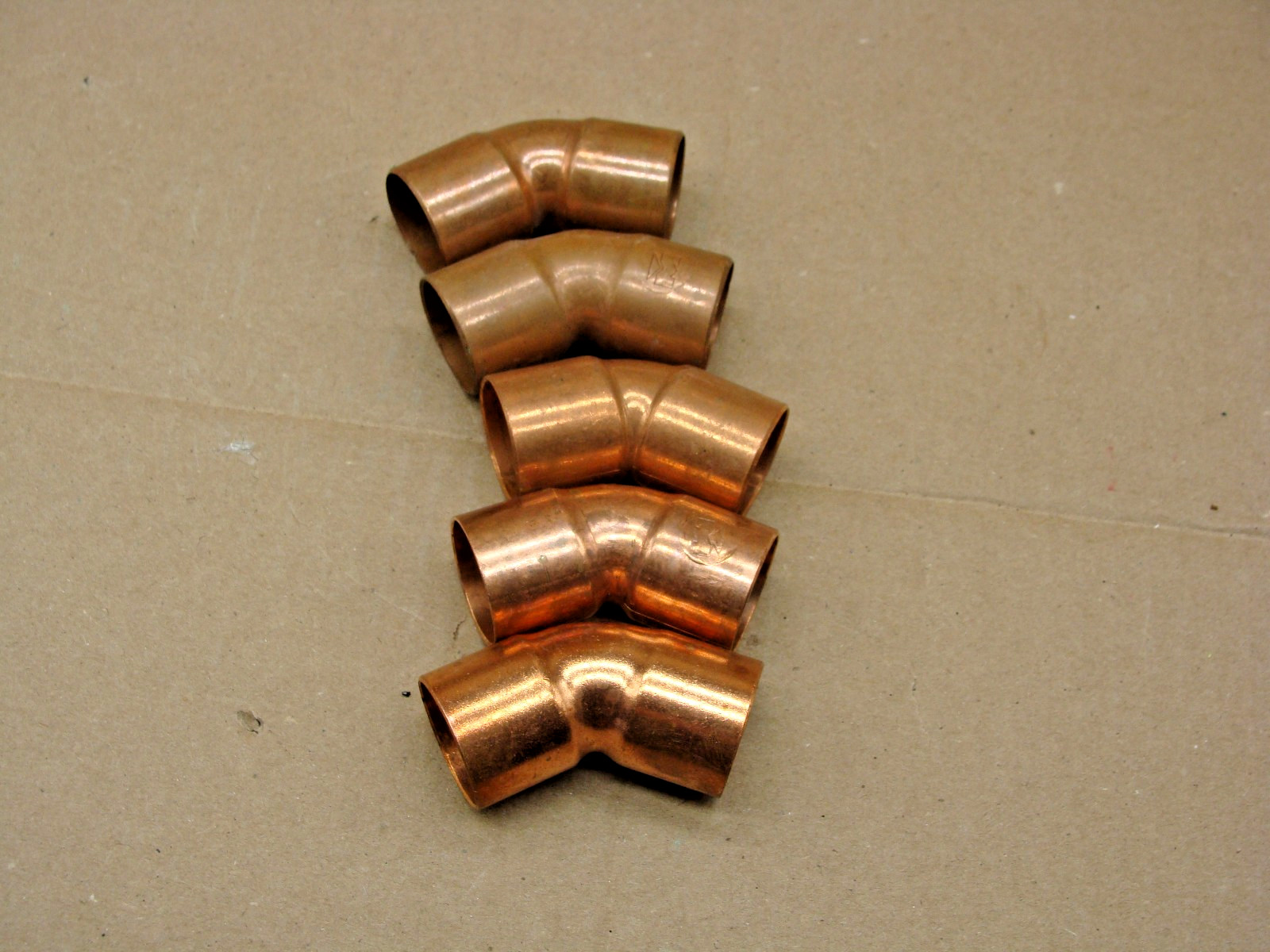 1" COPPER 45 DEGREE ELBOW FITTING CXC LOT OF 5