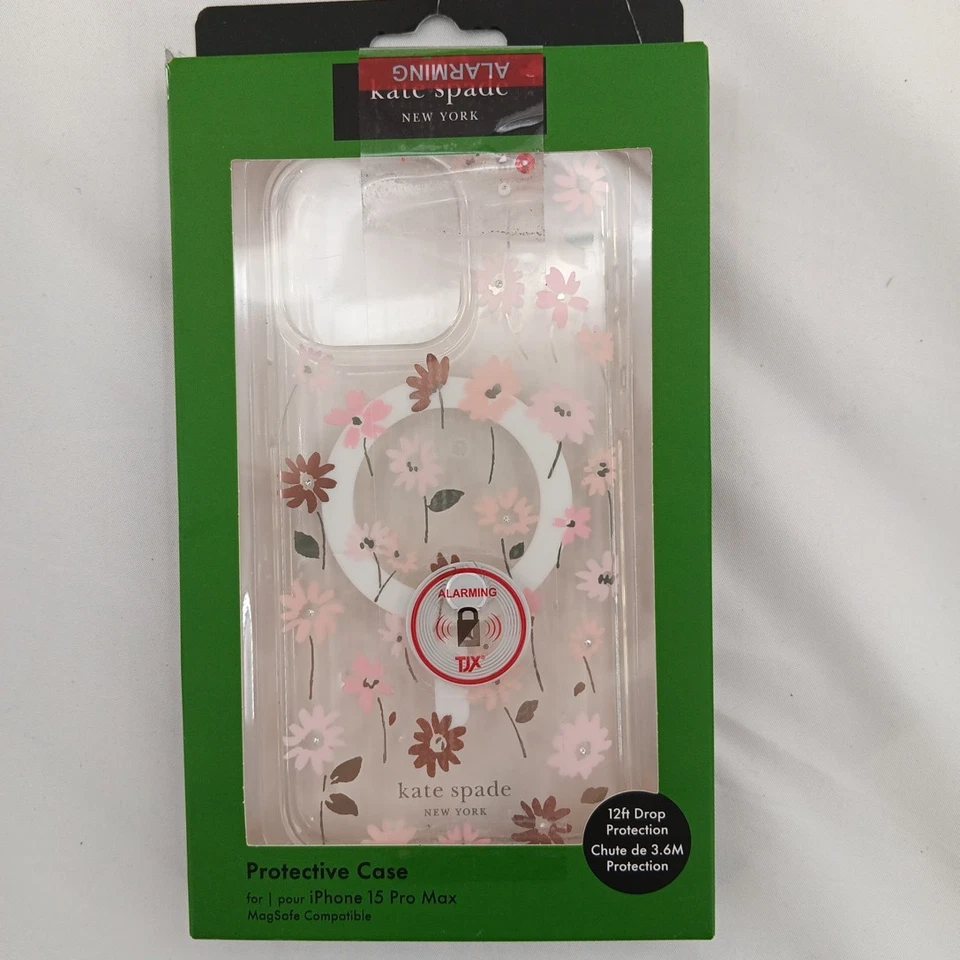 Funda Kate Spade iPhone 15 Pro Max MagSafe Transparente Rosa Marrón Flores Floral Foto 2 de 4