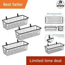 Hanging Wall Baskets 3 Count Metal Black 11"L x 4.4"W x 3.5"H Storage