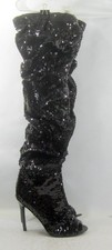 NEW Black sequin 5"Stiletto high Heel Long Over Knee Boots WOMEN Size 10