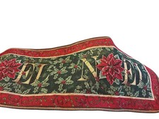 Tapestry Table Runner Holiday Winter Christmas NOEL Poinsettia