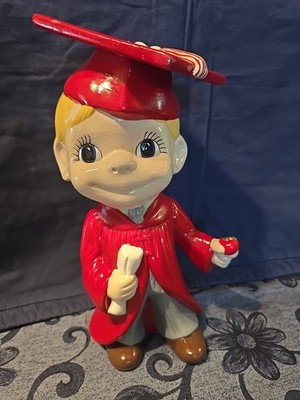 Vtg Class of 1974 Statue Figurine Graduate Red, Ready For Graduation Tables!!
