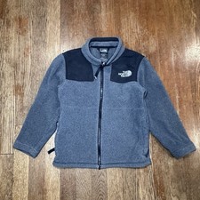 The North Face Unisex Kids Fleece Jacket Gray Black Zip Long Sleeve Size XS