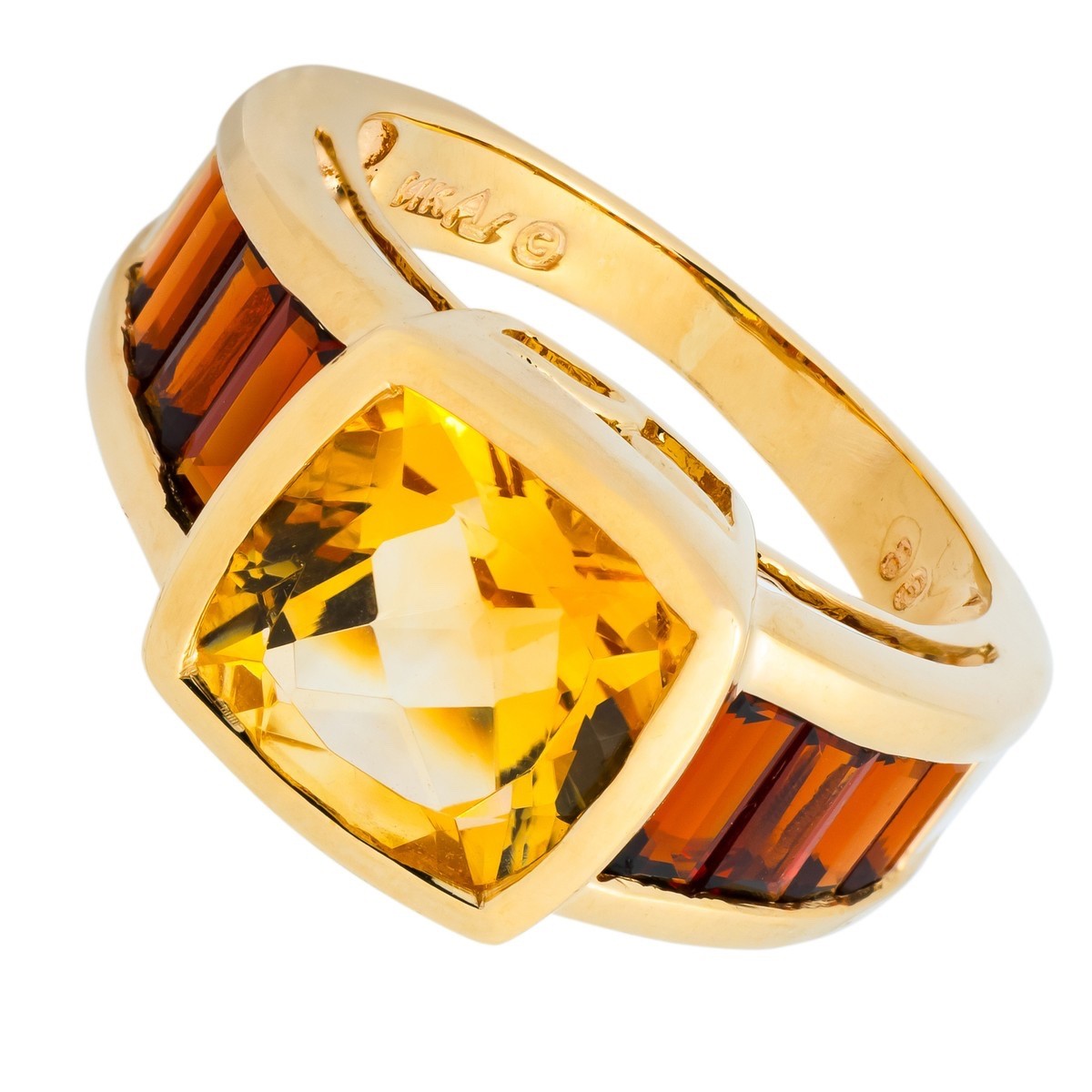 Citrine Garnet Yellow Gold Ring