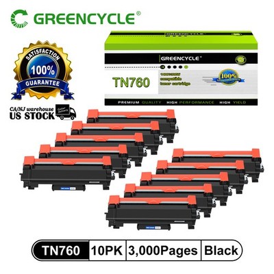 10PK TN760 Toner Fits for Brother HL-L2375DW XL MFC-L2710DN MFC-L2713DW L2715DW