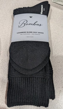 1 Pair Bombas Men's Merino Cashmere Blend Large Black Calf Crew Socks
