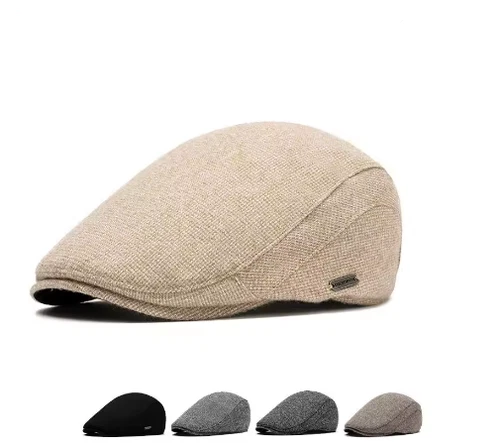 Men's Winter Newsboy Flat Cap Warm Wool Style Retro Beret Driving Hat - product listing photo