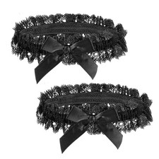 2 Pcs Adjustable Lace Thigh Garters, Women's Adjustable Thigh Garter Belt, Bl...