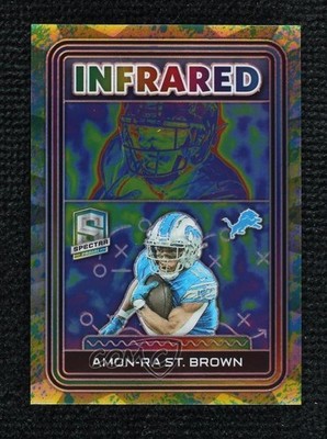 2023 Panini Spectra Infrared Neon Splatter Prizm 3/8 Amon-Ra St Brown #I-ASB v1i