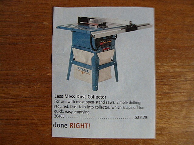 Woodworking Contractors Tablesaw Dust Bag. Rockler Brand NOS