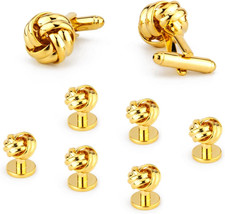 Cufflinks and Studs Set Twist Silver Color Shirt Tuxedo Buttons
