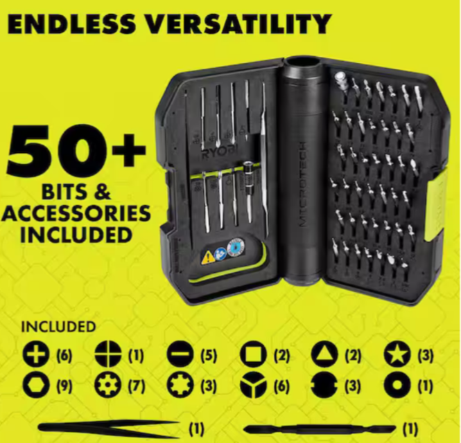 Precise Screwdriver Tip RYOBI MICROTECH Electric Precision Screwdriver Kit FVF02K - * NEW ...