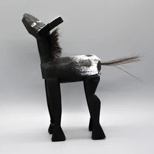 NAVAJO FOLK ART-SMILING BLACK & WHITE SPOTTED HORSE by IVETTA YAZZIE