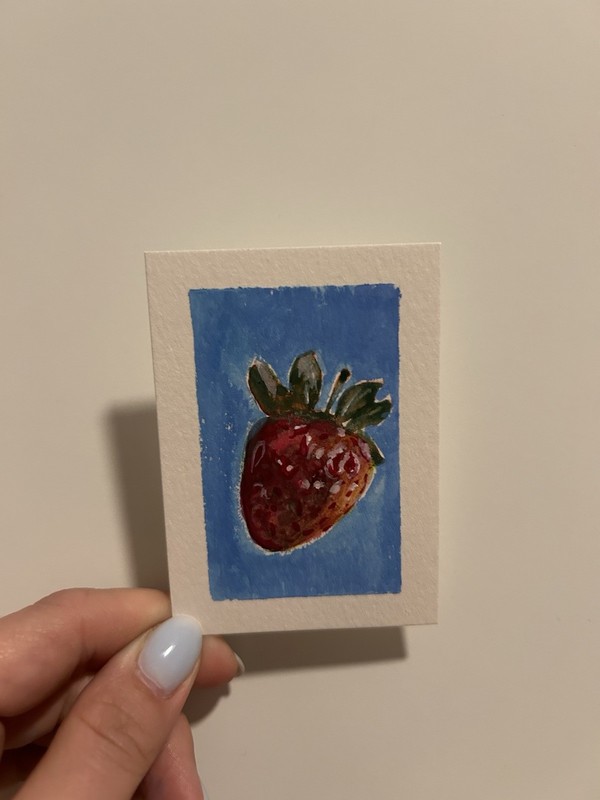 ACEO Original Gouache Paint “Fragola”- By OcchiBlu