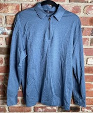 Hart Schaffner Marx Men's Long Sleeve Polo Shirt - Large, Blue