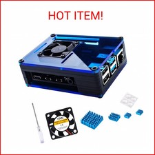 Miuzei Raspberry Pi 4 Case with Fan Cooling , 4 Pcs Aluminum Heat Sinks , Case f