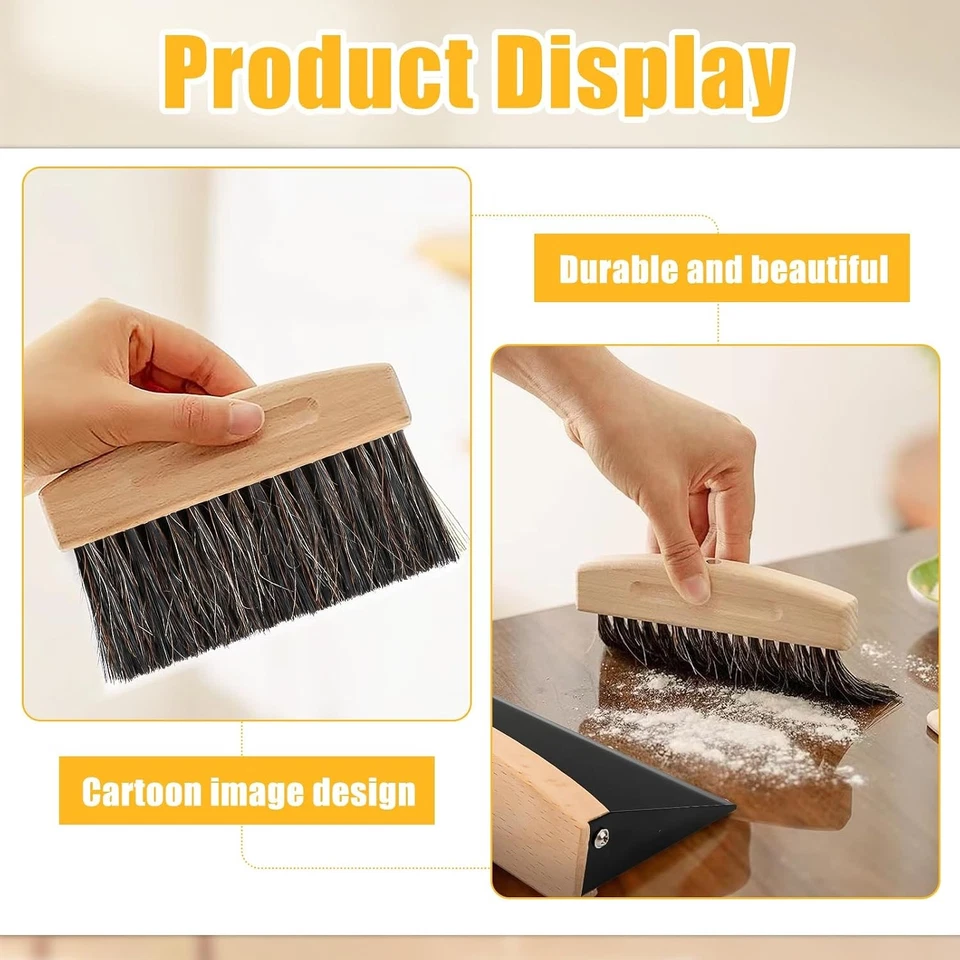 Wooden and Metal Sweeping Kit - Broom and Dustpan - Mini Hand Sweep, Table Brush - Photo 4/4