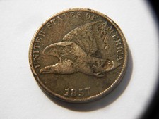 1857 Flying Eagle Cent with F details  Nice Lower Priced Vintage Coin to collect