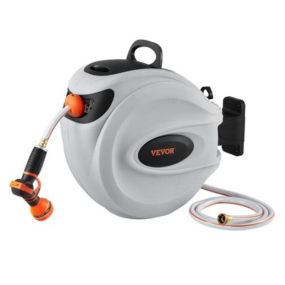 65ftx5/8in Pressure-Tested Auto-Retract Hose Reel, 180° Swivel, Wall-Mount