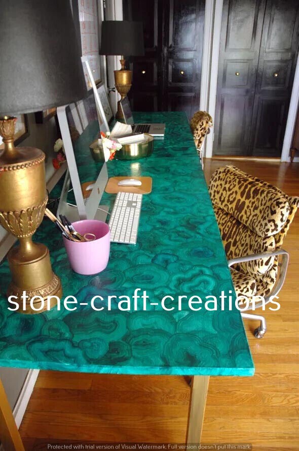 Malachite Green Dining Table Top Kitchen Counter Slab for Home Living Room Décor