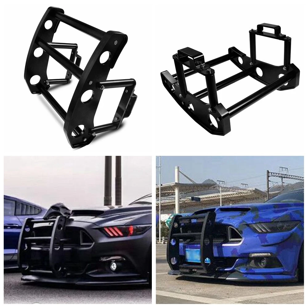 Black Front Bumper Beam Bracket Protector Safety Bar Kit for Ford Mustang 15 17