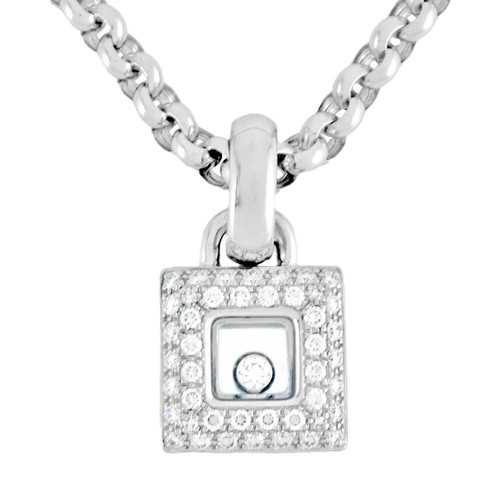 Chopard Happy Diamond Necklace Diamond 79/2618-20 K18WG Square 42.5cm 26.8g