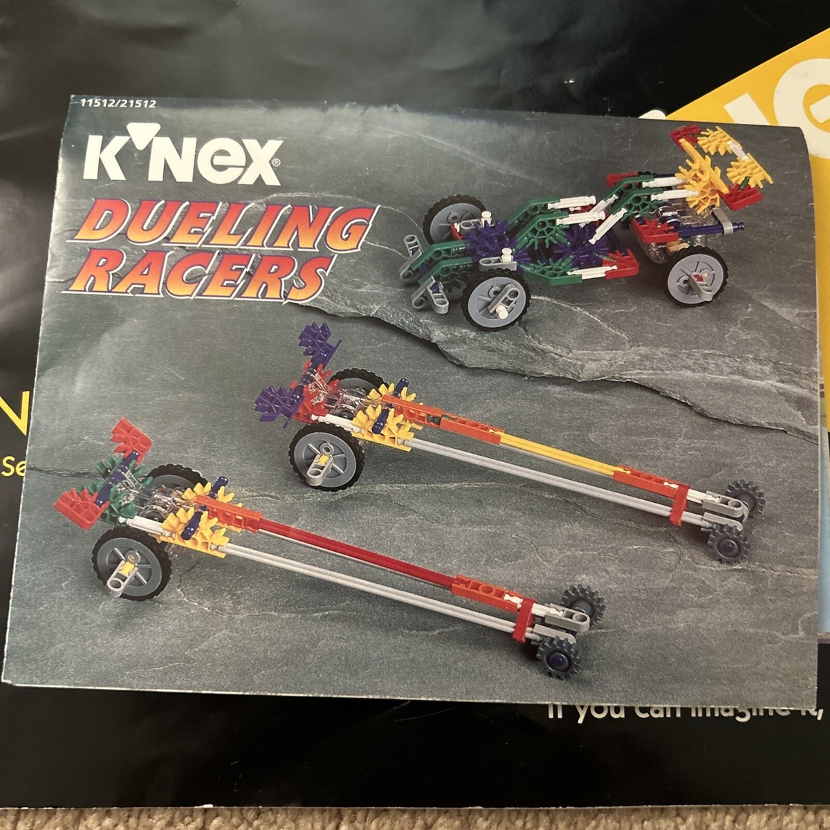 1990's VINTAGE Knex Instruction Manual Lot & Pieces Racers Riders