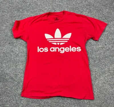 adidas Los Angeles Trefoil Print T-Shirt Adult Small Red