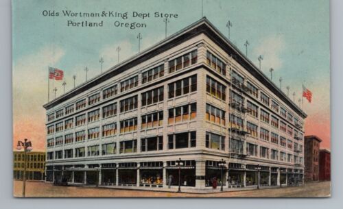 Cartolina vecchia Wortman and King grande magazzino ferrovie dello Stato Portland Oregon - Foto 1 di 2