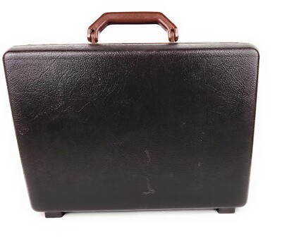 Vtg Samsonite Briefcase Brown Hard Side Slim MidCentury Attache MCM NO KEY 18''