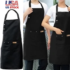 Women Men Waterproof Kitchen Bib Aprons Dress Chef BBQ Cooking Baking Restaurant