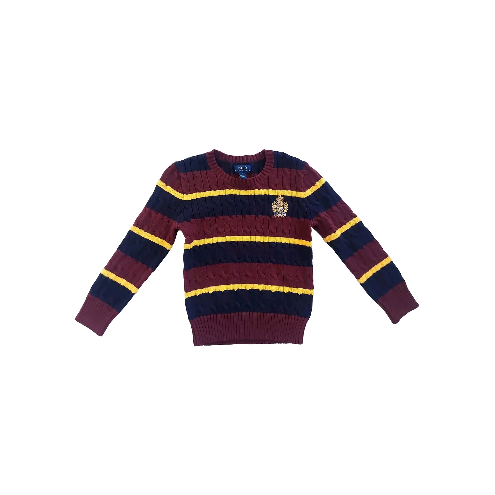 Ralph Lauren NWT Burgundy cable knit long sleeve jumper Stripe Size 6 years