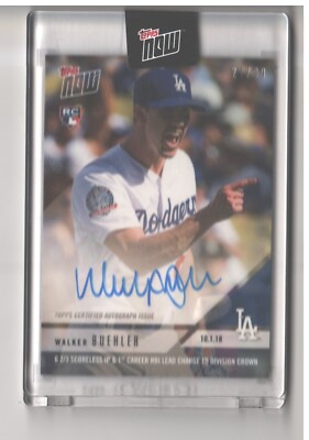 2018 Topps NOW Card #828A Walker Buehler Los Angeles Dodgers RC Auto #27/99