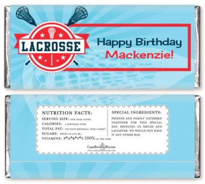 Lacrosse Personalized Birthday Party Candy Bar Wrappers - Candy Bar Favor