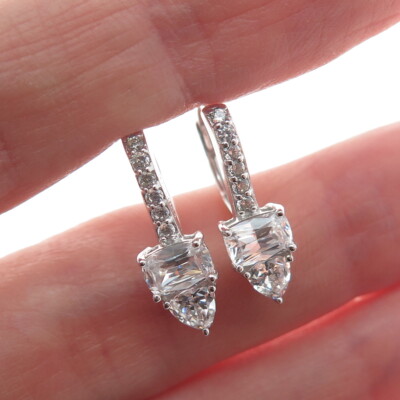 925 Sterling Silver Multi-C Z Arrow Earrings