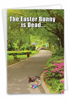 9859 Easter Card: Easter Bunny Dead Easter Greeting Card w Envelope - NobleWorks
