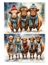 Christmas Cows Duo | A4 Rice Paper | Paper for Decoupage | Decoupage Central