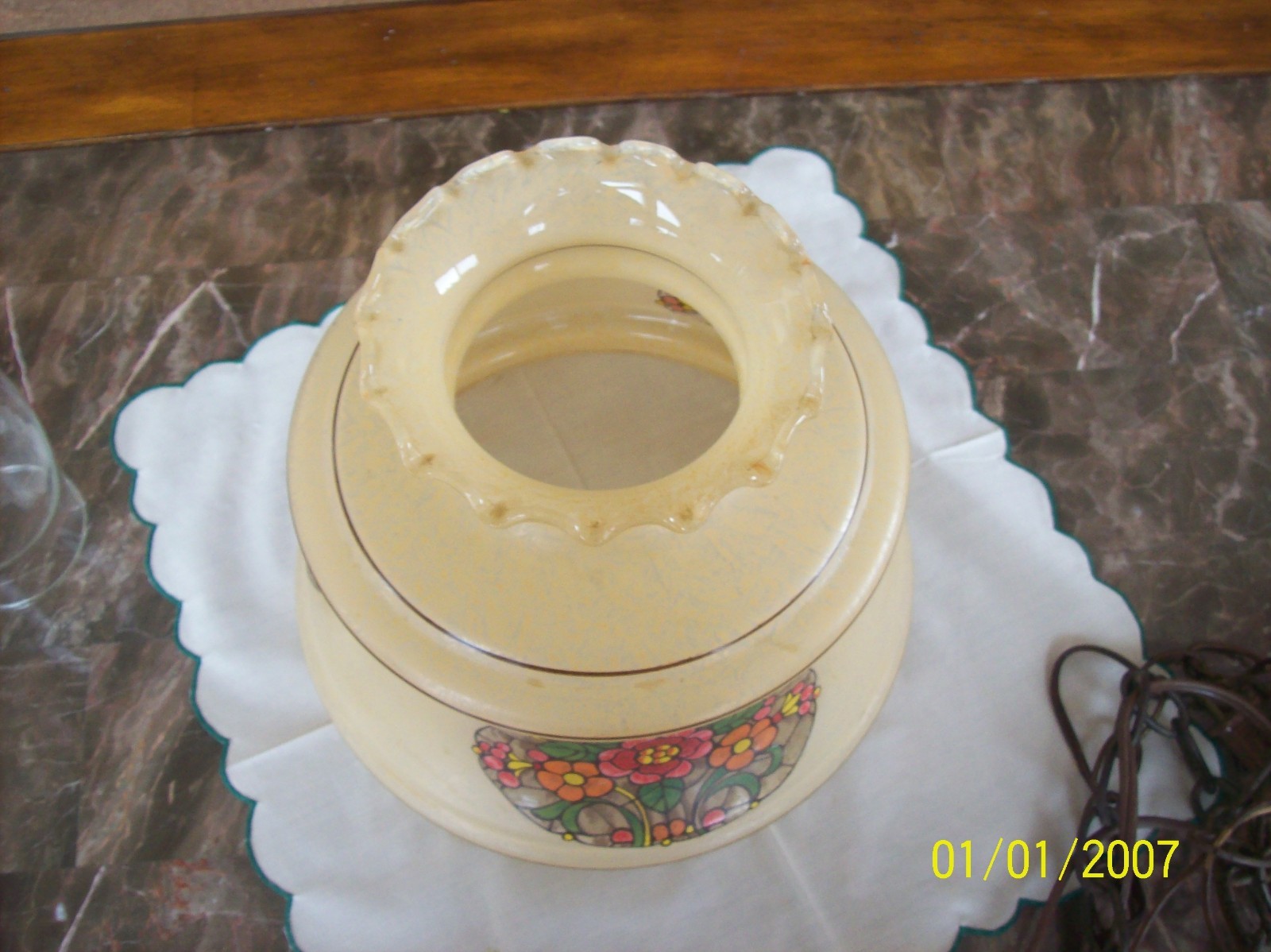 Hanging Swag Vintage GWTW Colonial Amber Brown Window Floral Ceiling Fixture