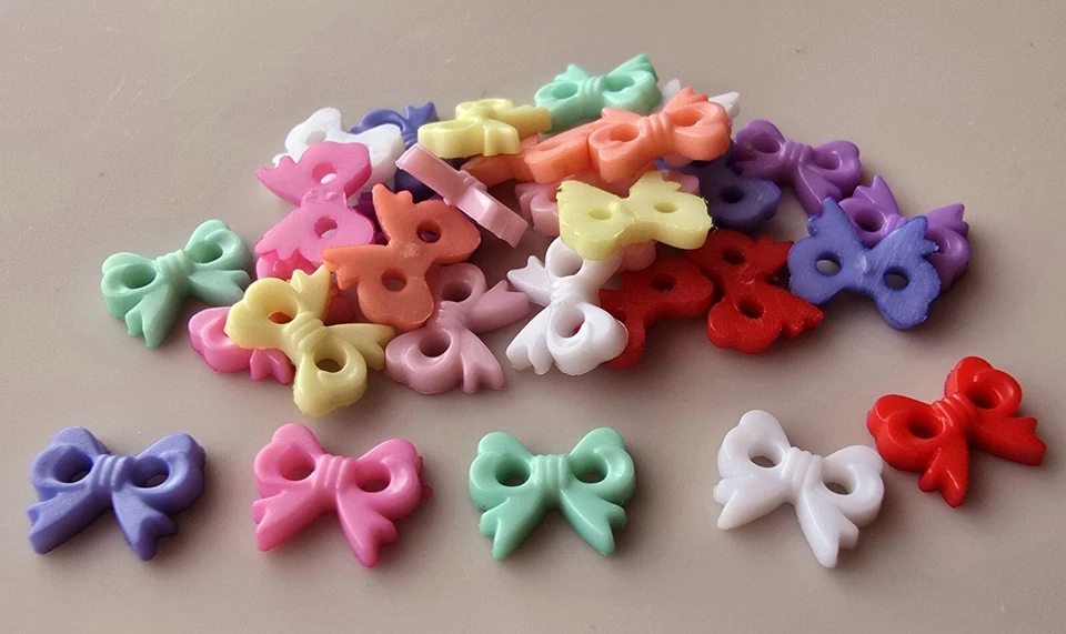 Tiny Craft Buttons MINI BOWS Sewing Quilting Card Jewellery Doll Making Crafts - Image 3 of 4