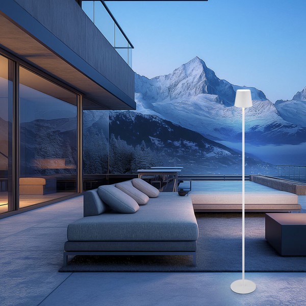 Stehlampe Standleuchte Beistellleuchte Led AußEnlampe Weiß Opal Touchdimmer Akku-image