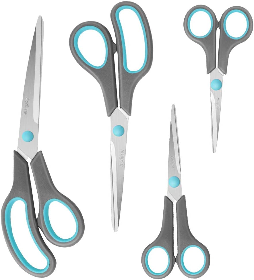 Scissors Set of 4, Premium Stainless Steel Razor Blades, Ergonomic Semi-Soft Rub-image