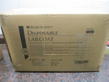 CASE OF 50 HENRY SCHEIN DISPOSABLE LAB COAT 900-4676 XL FULL LENGTH FLUID RESIST