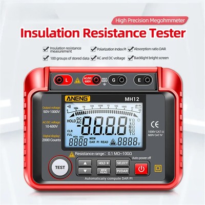 Insulation Earth Resistance Tester Meter Ohm ACDC Voltage Tester LCD Megohmmeter