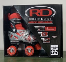 ROLLER DERBY Skates ADJUSTABLE Boys Size 12-2 Gray Red Quad NEW