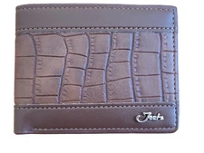 Brown Embossed Vegan Leather Wallet Leather Printed Bifold Wallet Crocodile