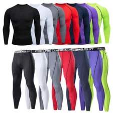 Men Compression Activewear Suit Cycling Sports Base Layer Tights Under Set Shirt