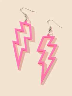 80s Neon Lightning Bolt Earrings - Hollow Acrylic Punk Retro Earrings For Women, Halloween & Theme Parties - View #7